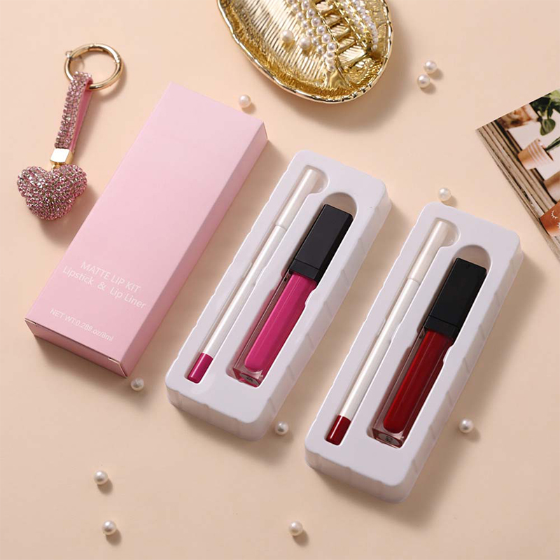 Bộ son môi dạng lỏng mờ không thấm nước Lipgloss Set Lip Liner Pencil Bộ 2 trong 1 Lip Gloss Kit